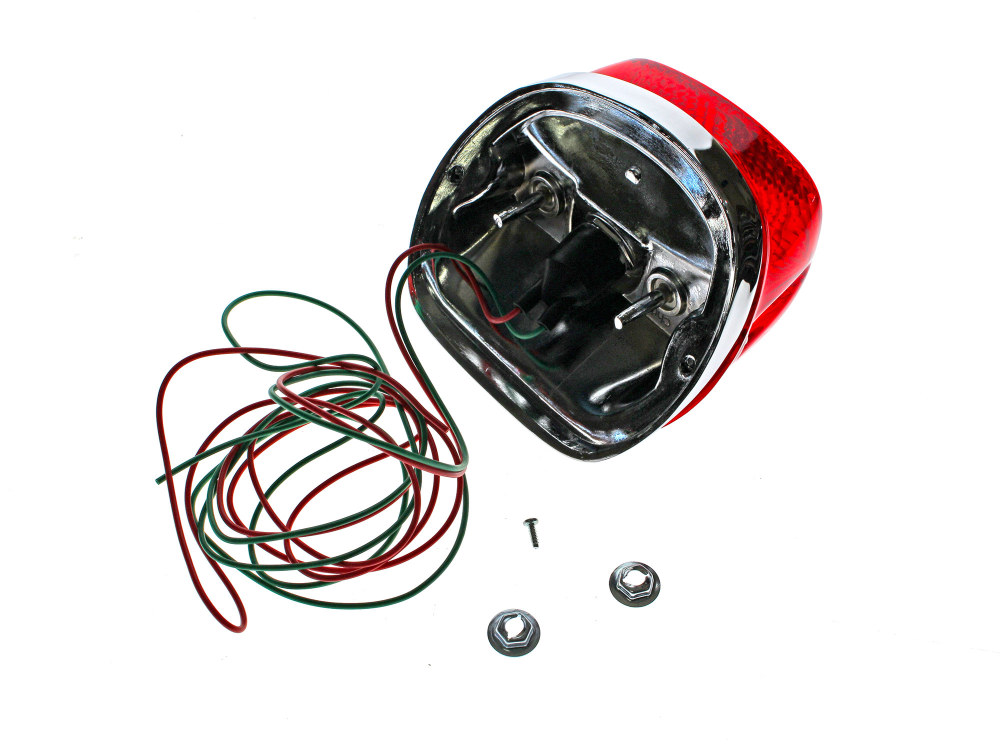 Chris Products Taillight with Red Lens. Fits most Big Twin & Sportster 1973-1998.