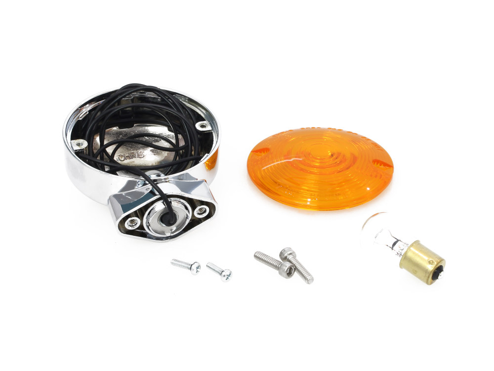 Chris Products Turn Signal with Amber Lens. Fits FL Softail 1986-2017, Front & Rear.
