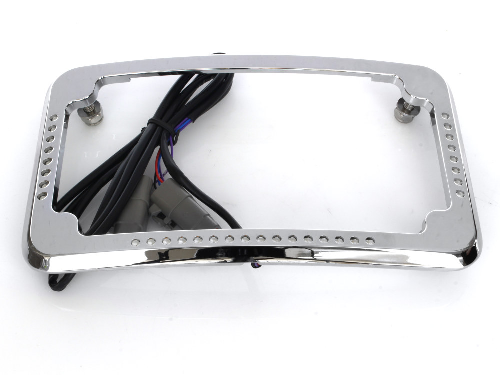 Cycle Visions Curved Slick Signal Run, Turn, Brake & Number Plate Frame – Chrome. Fits Softail 2011-2017.