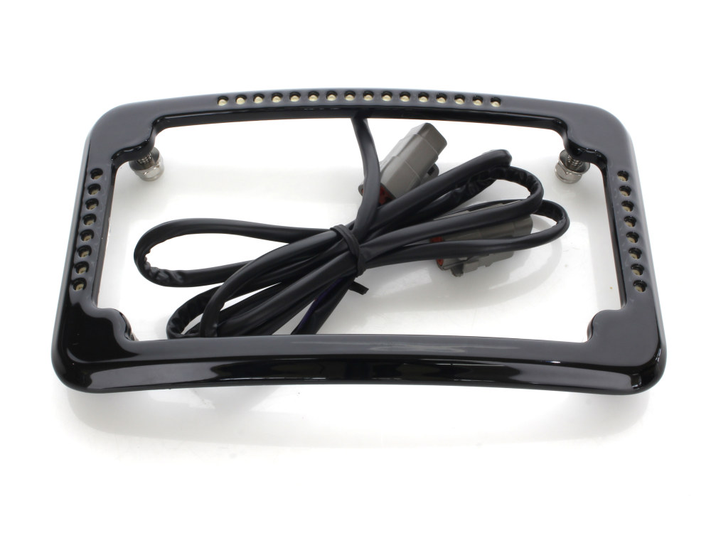 Cycle Visions Curved Slick Signal Run, Turn, Brake & Number Plate Frame – Black. Fits Softail 2011-2017.