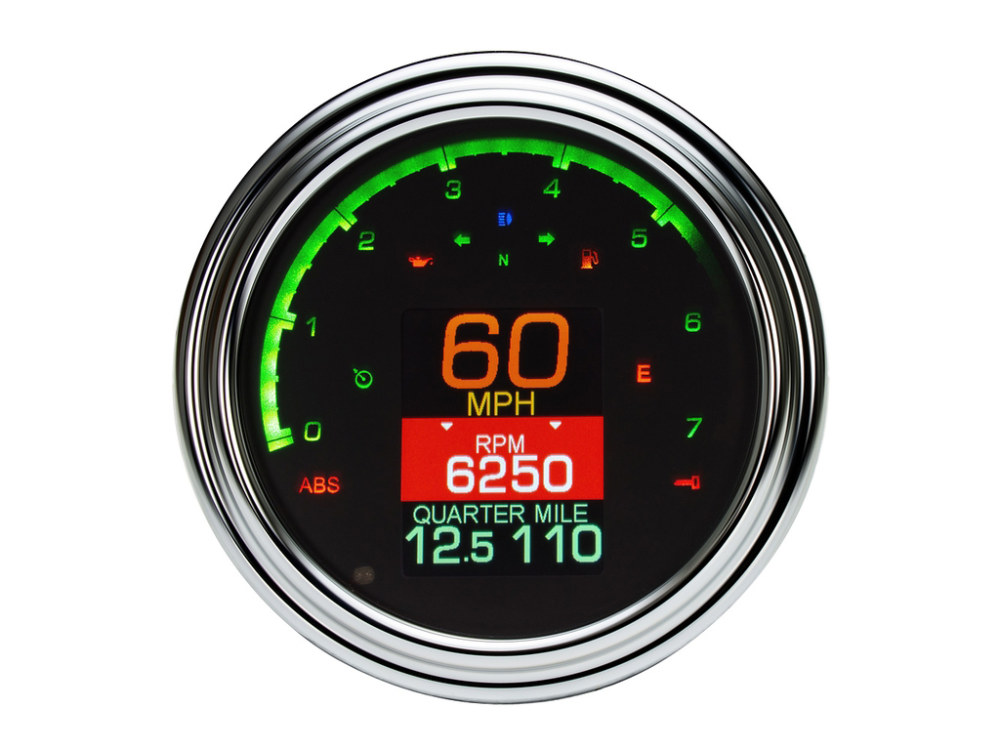 Dakota Digital 4-1/2in. Tank Mount KPH Speedometer with Tachometer – Chrome. Fits Big Twin 1936-2003.