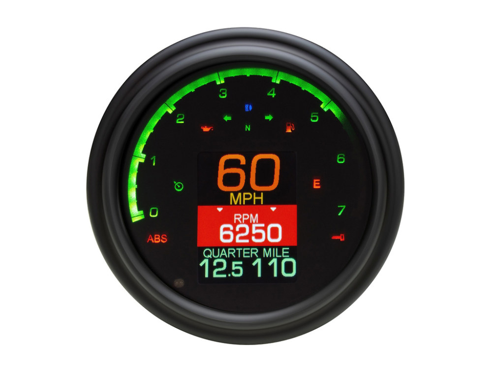 Dakota Digital 4-1/2in. Tank Mount KPH Speedometer with Tachometer – Black. Fits Big Twin 1936-2003.