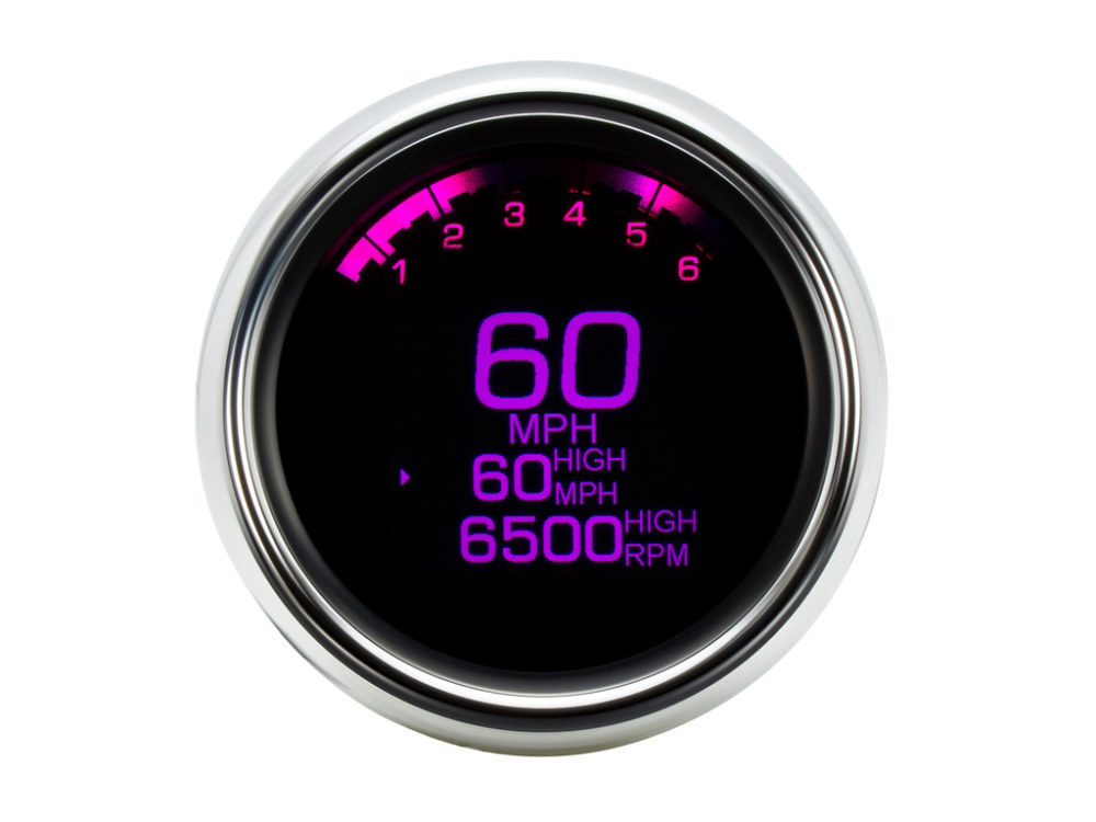 Dakota Digital 3-3/8in. Round KPH Speedometer with Tachometer – Chrome. Fits Dyna 2004-2011 & Sportster 2004-2013.