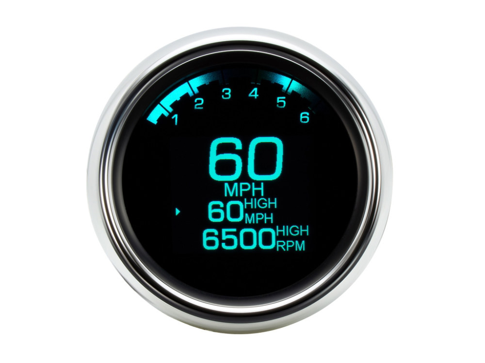 Dakota Digital 3-3/8in. Round KPH Speedometer with Tachometer – Chrome. Fits Softail Fat Bob 2018up, Sportster 2014-2021, Dyna Street Bob, Low Rider & Wide Glide 2012-2017 & Softail Breakout, Rocker & Black Line 2011-2017.