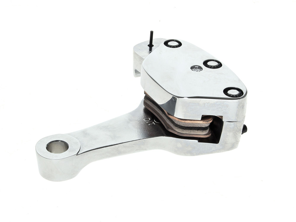 Daytona JAPAN Right Hand Rear 4 Piston Caliper & Mounting Bracket – Chrome. Fits Softail 1987-1999.
