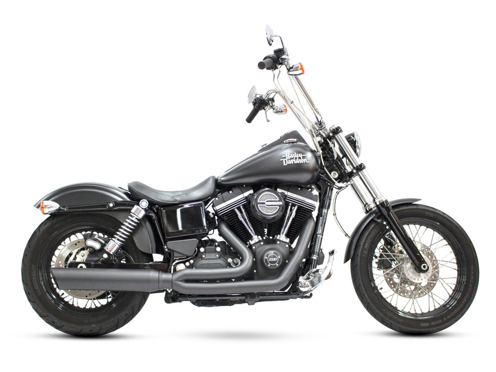 D&D EXHAUST Fat Cat 2-into-1 Exhaust – Black. Fits Dyna 2006-2017