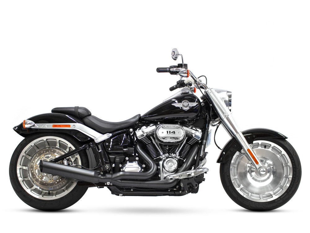 D&D EXHAUST Low Cat 2-into-1 Exhaust – Black. Fits Breakout & Fat Boy 2018up & FXDR 2019up.