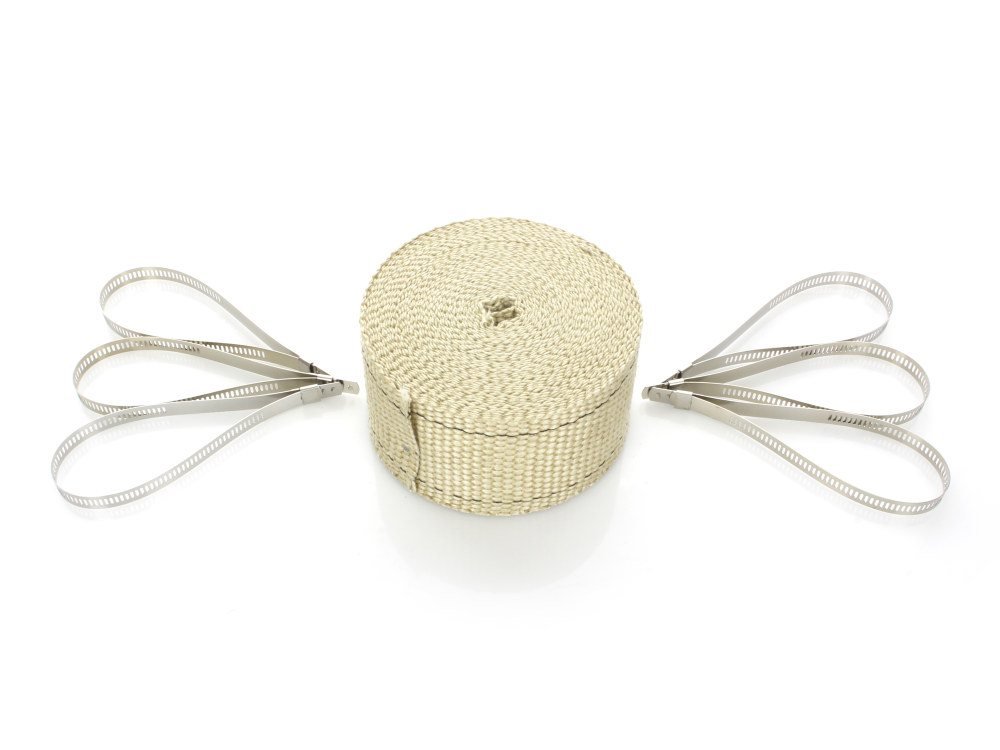 Design Engineering Inc Tan Heat Wrap. 2in. Wide x 25 Foot Roll with Locking Ties.