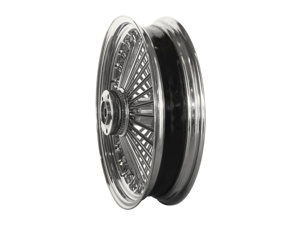 DNA Specialty 16in. x 3.5in. Mammoth Fat Spoke Rear Wheel – Chrome. Fits Softail 2000-2007, Dyna 2000-2005, Sportster 2000-2004 & Touring 2000-2001.