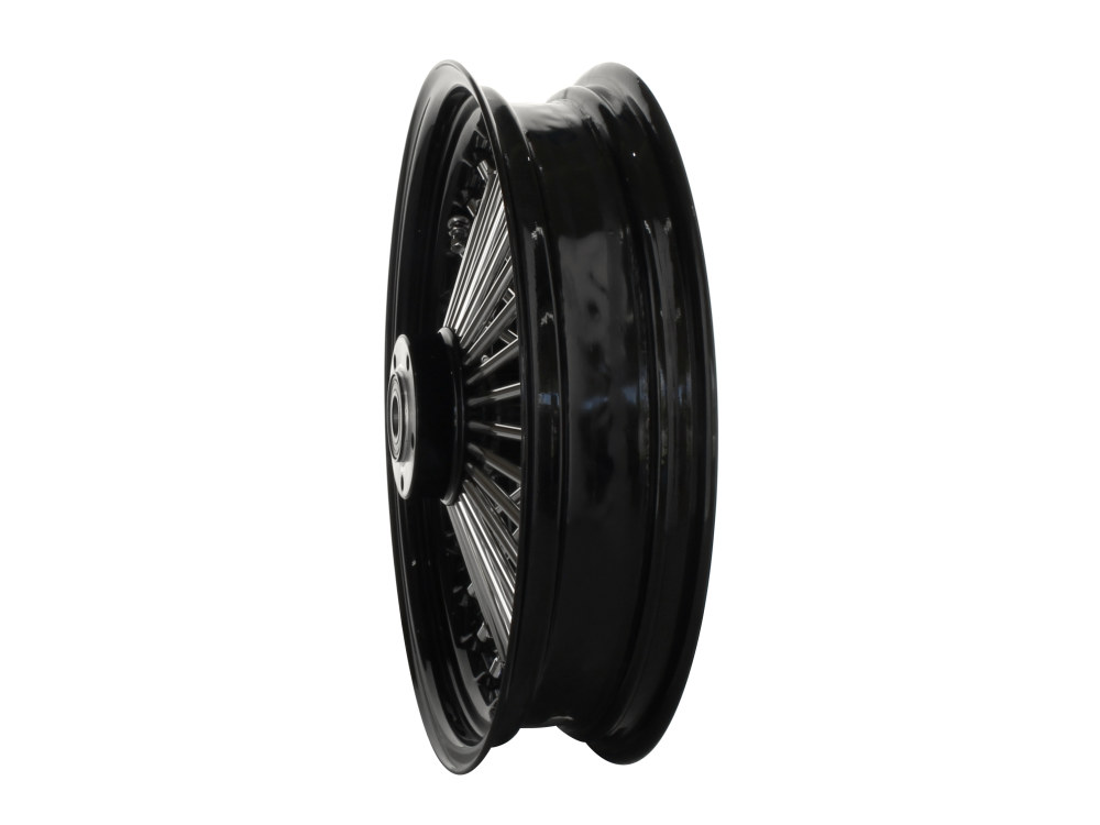 DNA Specialty 16in. x 3.5in. Mammoth Fat Spoke Rear Wheel – Gloss Black & Chrome. Fits Softail 2000-2007, Dyna 2000-2005, Sportster 2000-2004 & Touring 2000-2001.