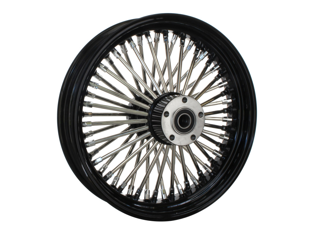 DNA Specialty 16in. x 3.5in. Mammoth Fat Spoke Rear Wheel – Gloss Black & Chrome. Fits Softail 2000-2007, Dyna 2000-2005, Sportster 2000-2004 & Touring 2000-2001.