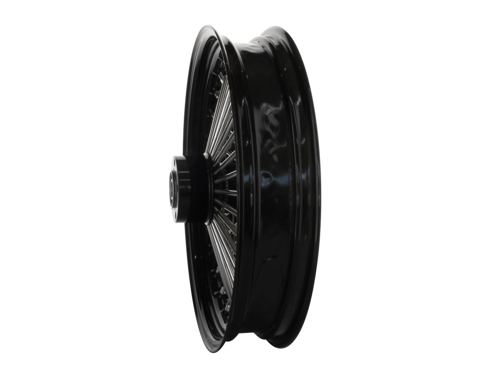 DNA Specialty 18in. x 3.5in. Mammoth Fat Spoke Rear Wheel – Gloss Black & Chrome. Fits Softail 2011up.