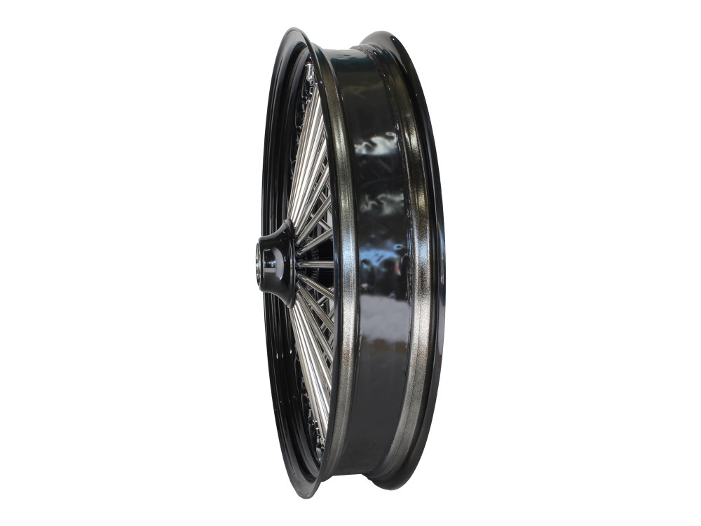 DNA Specialty 21in. x 3.5in. Mammoth Fat Spoke Front Wheel – Gloss Black & Chrome. Fits FX Softail 2011-2015.