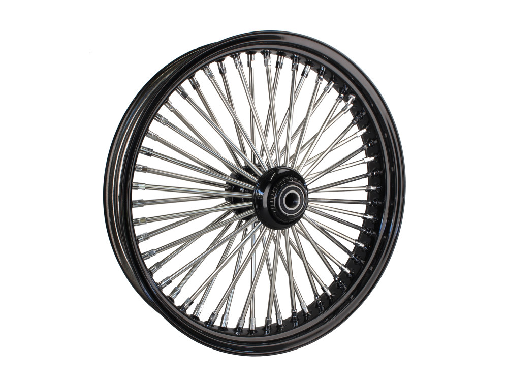 DNA Specialty 21in. x 3.5in. Mammoth Fat Spoke Front Wheel – Gloss Black & Chrome. Fits FX Softail 2011-2015.