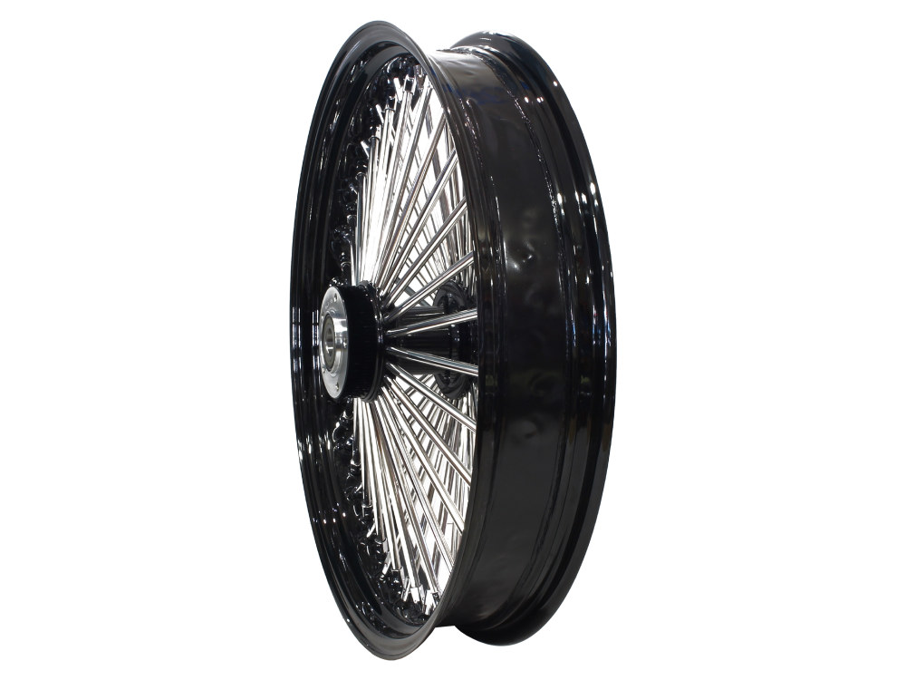 DNA Specialty 21in. x 3.5in. Mammoth Fat Spoke Front Wheel – Gloss Black & Chrome. Fits Dyna Fat Bob 2012-2017 & CVO Pro Street Breakout 2016-2017