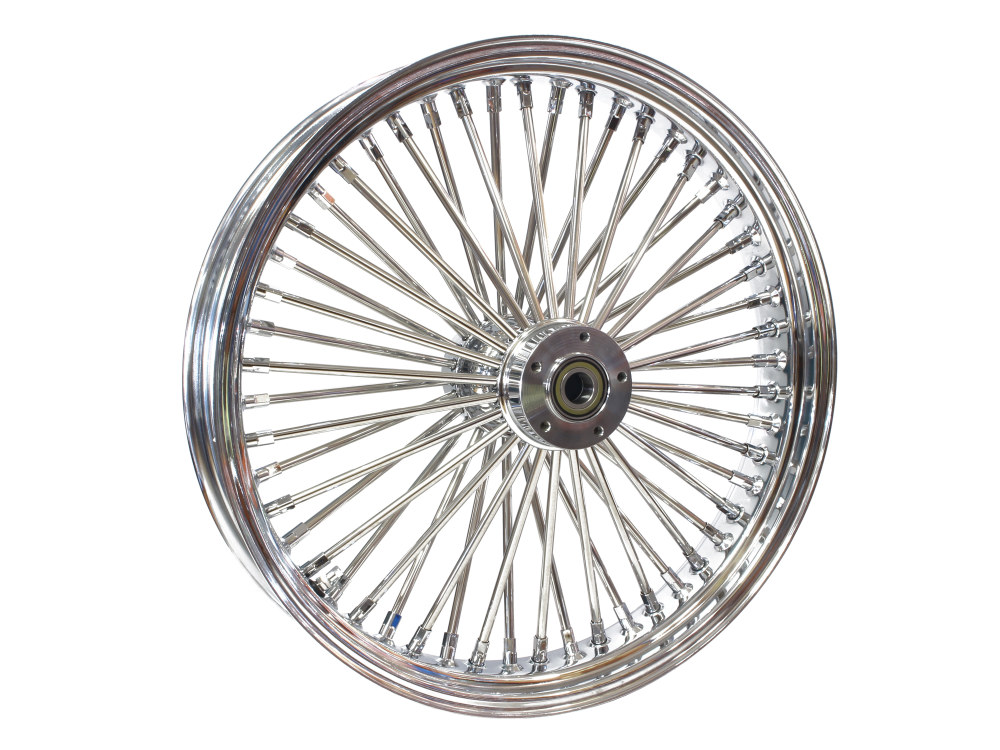 DNA Specialty 21in. x 3.5in. Mammoth Fat Spoke Front Wheel – Chrome. Fits Fits Dual Disc Dyna Fat Bob 2012-2017 & CVO Pro Street Breakout 2016-2017