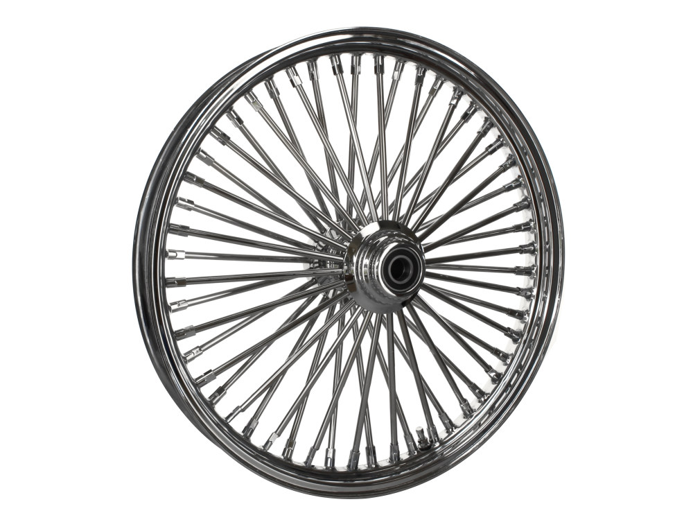 DNA Specialty 21in. x 2.15in. Mammoth Fat Spoke Front Wheel – Chrome. Fits FX Softail 2007-2010.