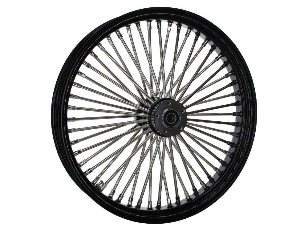 DNA Specialty 23in. x 3.5in. Mammoth Fat Spoke Front Wheel – Gloss Black & Chrome. Fits Softail Breakout 2013up.