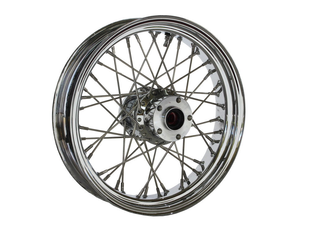 DNA Specialty 16in. x 3.5in. Rear 40 Spoke Cross Laced Wheel – Chrome. Fits Softail 1986-1999, Dyna 1991-1999, FXR 1986-1994 & Sportster 1986-1999.