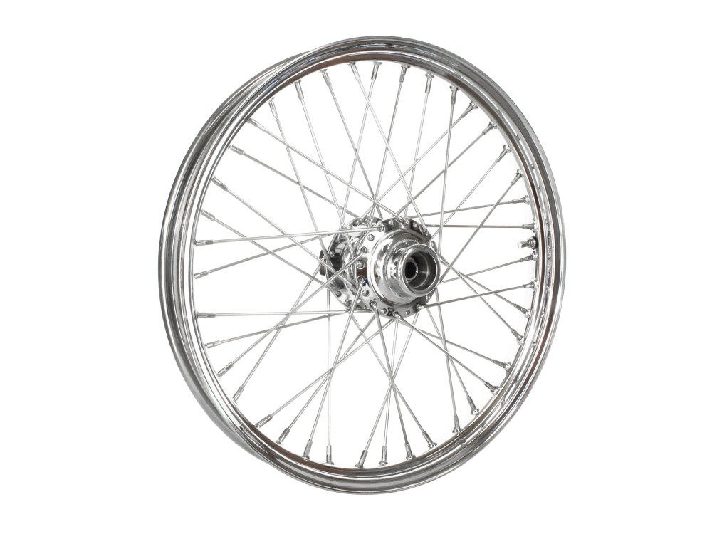DNA Specialty 21in. x 2.15in. 40 Spoke Cross Laced Front Wheel – Chrome. Fits Rocker 2008-2011 & Sportster 2008-2021