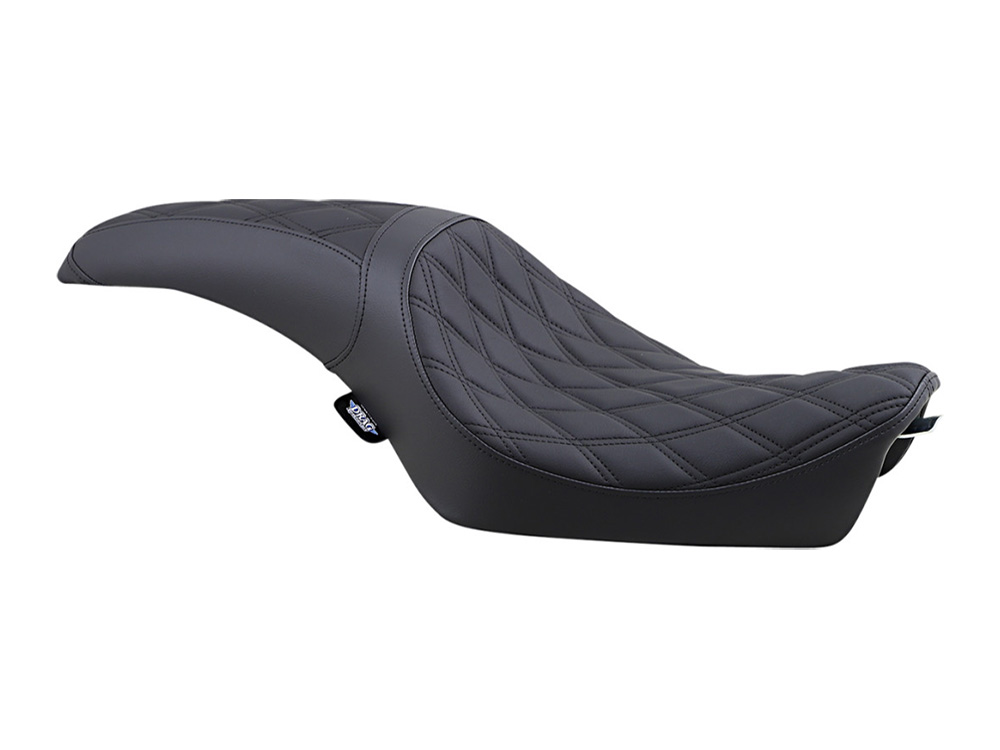 Drag Specialties Predator Dual Seat with Black Double Diamond Lattice Stitch. Fits Sportster 2004-2021