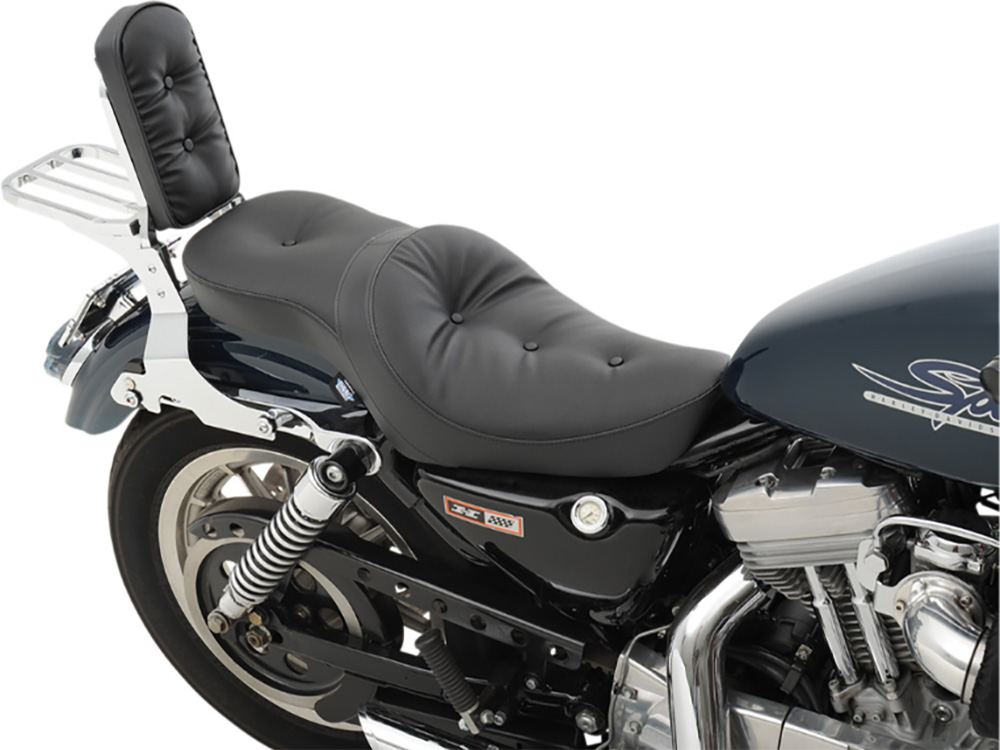 Drag Specialties Low Profile Dual Touring Seat with Pillow Stitch. Fits Sportster 1982-2003