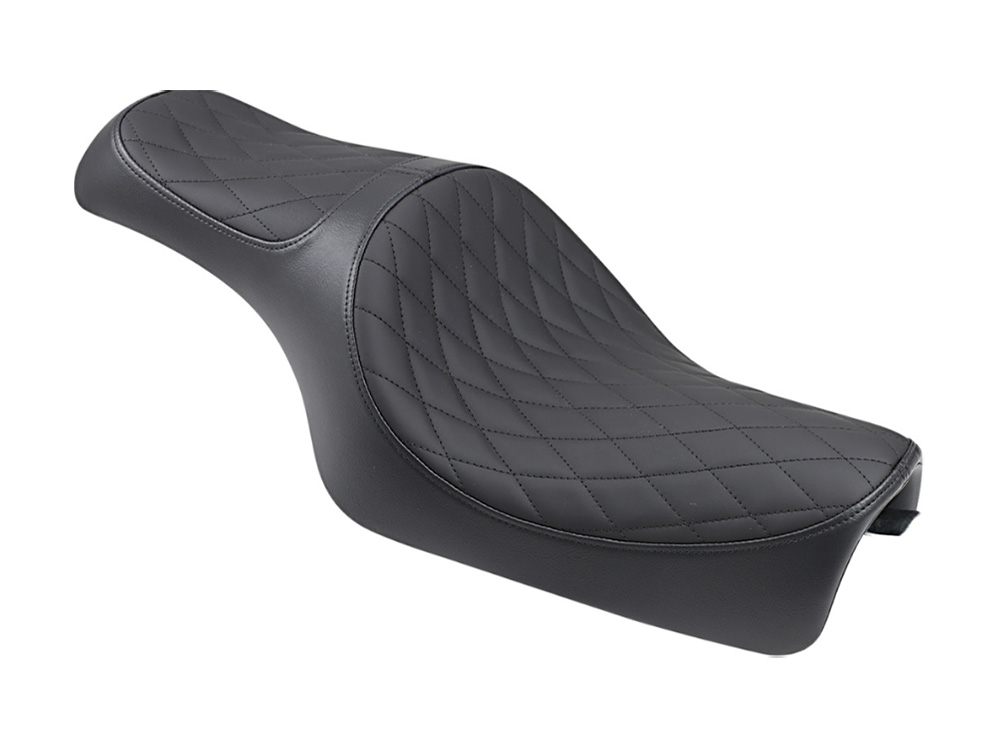 Drag Specialties Caballero Dual Seat with Solar Leather & Black Diamond Stitch. Fits Sportster 2004-2021