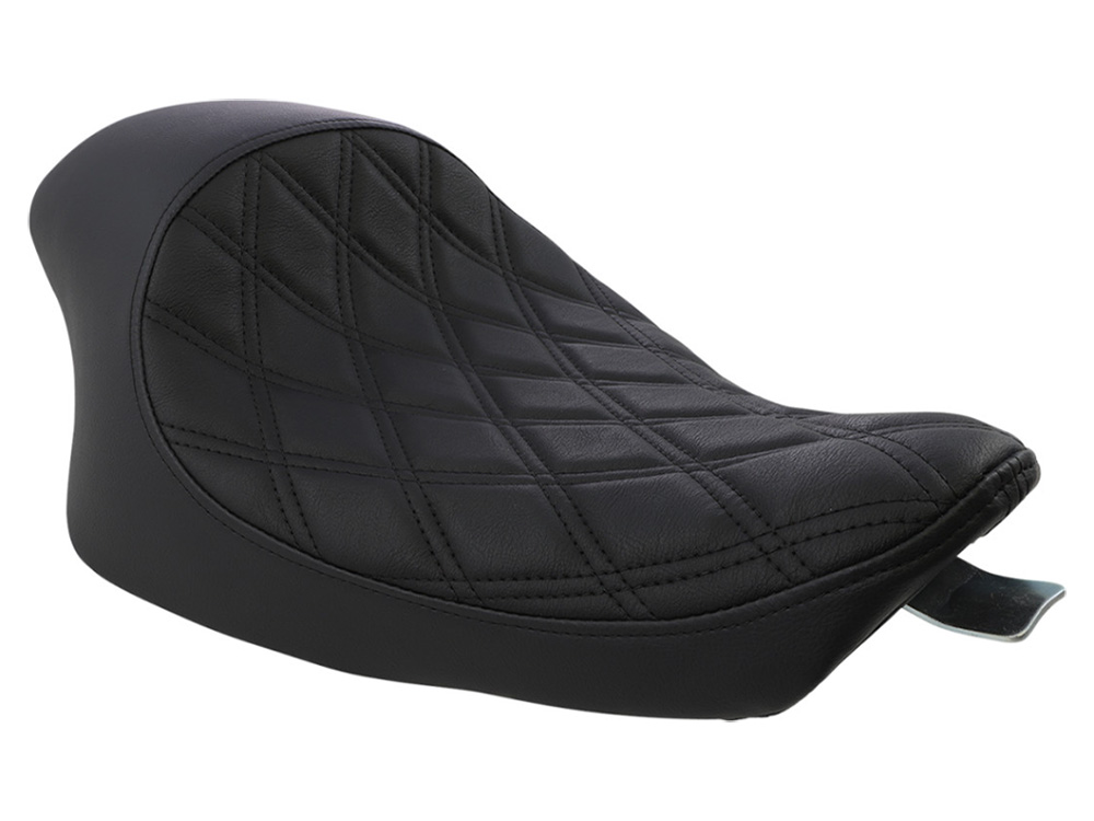 Drag Specialties 3/4 Low Solo Seat with Black Diamond Lattice Stitch. Fits Sportster 2004-2021