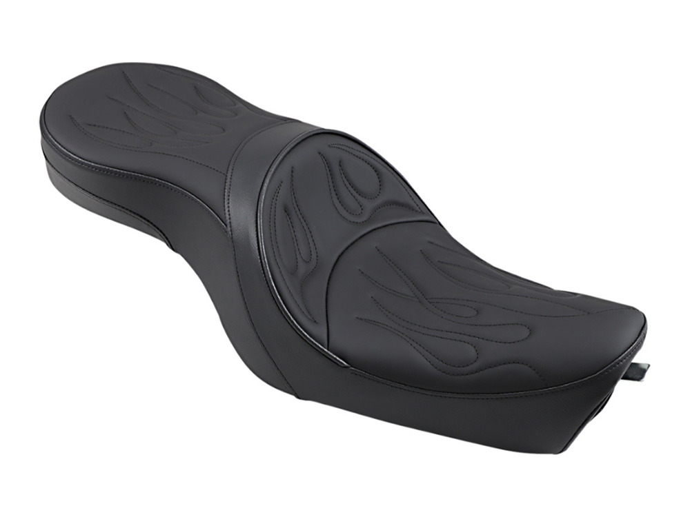 Drag Specialties Low Profile Dual Touring Seat with Flame Stitch. Fits Sportster 2004-2021