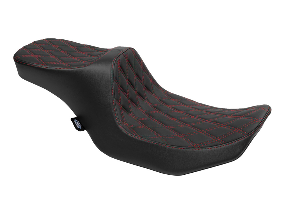 Drag Specialties Predator 3, 2up Dual Seat with Red Double Diamond Lattice Stitch. Fits CVO Touring 2023up, Street Glide & Road Glide 2024up, Touring 2025up