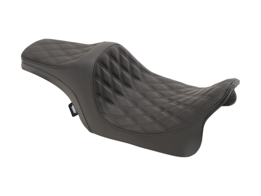 Drag Specialties Predator 3 Dual Seat with Black Double Diamond Lattice Stitch. Fits Most Touring 2008-2024