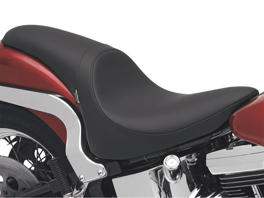 Drag Specialties Predator Dual Seat – Smooth Solar Leather Black. Fits Softail 1984-1999.