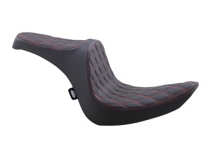 Drag Specialties Predator 3 Dual Seat with Red Double Diamond Lattice Stitch. Fits Softail 2006-2017 with OEM 200 Rear Tyre Drag Specialties Predator 3 Dual Seat with Red Double Diamond Lattice Stitch. Fits Softail 2006-2017 with OEM 200 Rear Tyre