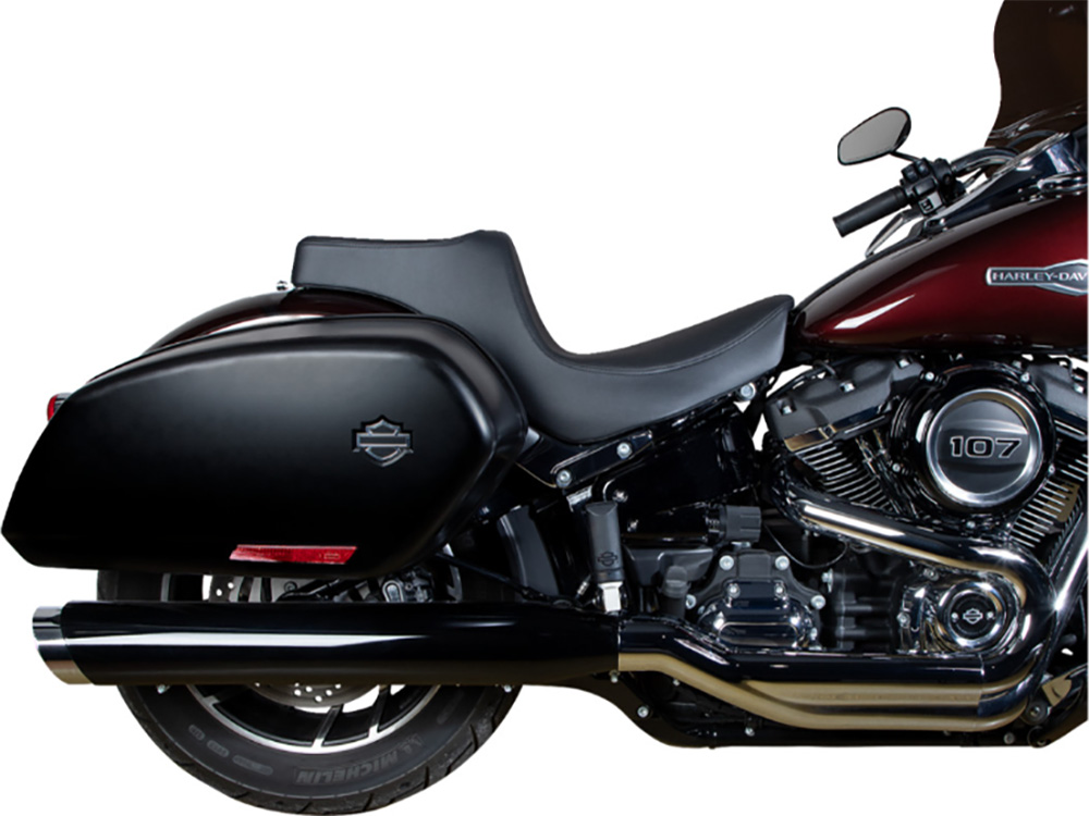 Drag Specialties Predator 3 Dual Seat – Smooth Black. Fits Sport Glide & Low Rider 2018up, Low Rider S 2020up & Low Rider ST 2022up