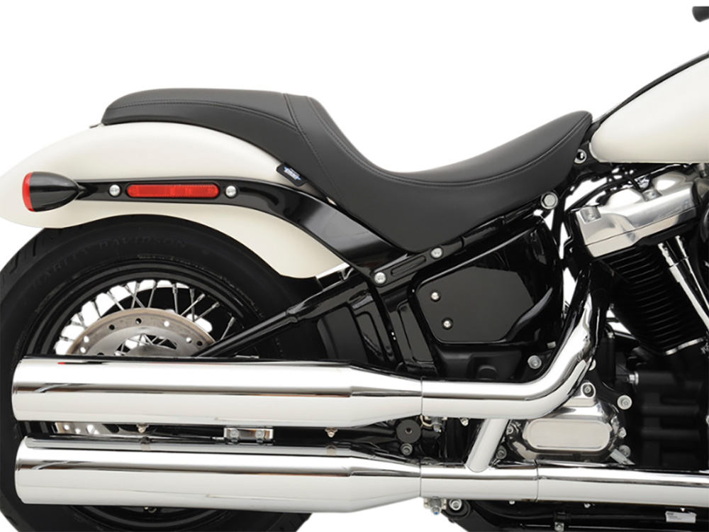 Drag Specialties Predator Dual Seat – Smooth Solar Leather Black. Fits Softail Deluxe, Heritage Softail, Slim & Street Bob 2018up & Standard 2020up