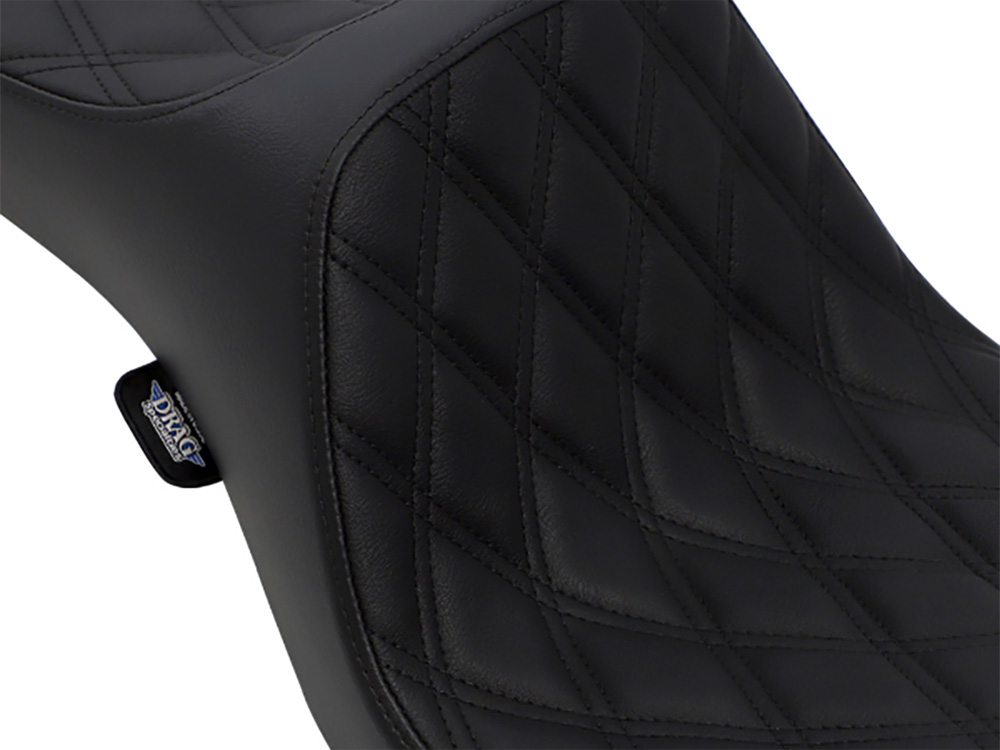 Drag Specialties Predator 3 Dual Seat with Black Double Diamond Lattice Stitch. Fits Dyna 2006-2017