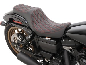 Drag Specialties Predator 3 Dual Seat with Red Double Diamond Lattice Stitch. Fits Dyna 2006-2017 Drag Specialties Predator 3 Dual Seat with Red Double Diamond Lattice Stitch. Fits Dyna 2006-2017