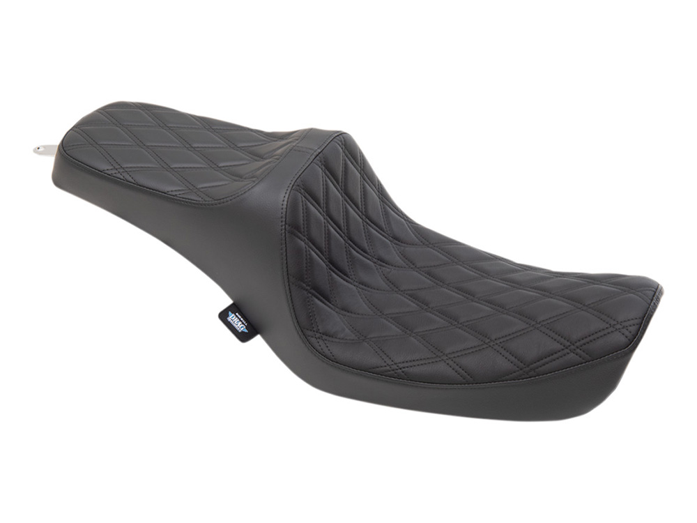 Drag Specialties Predator 3 Dual Seat with Black Double Diamond Lattice Stitch. Fits Dyna 1996-2003