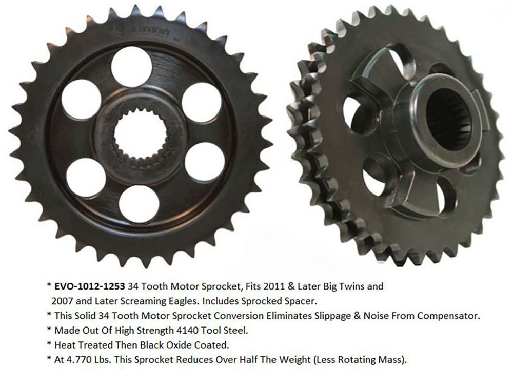 Evolution Industries 34 Tooth Compensator Eliminator Sprocket. Fits Twin Cam 2011-2017.