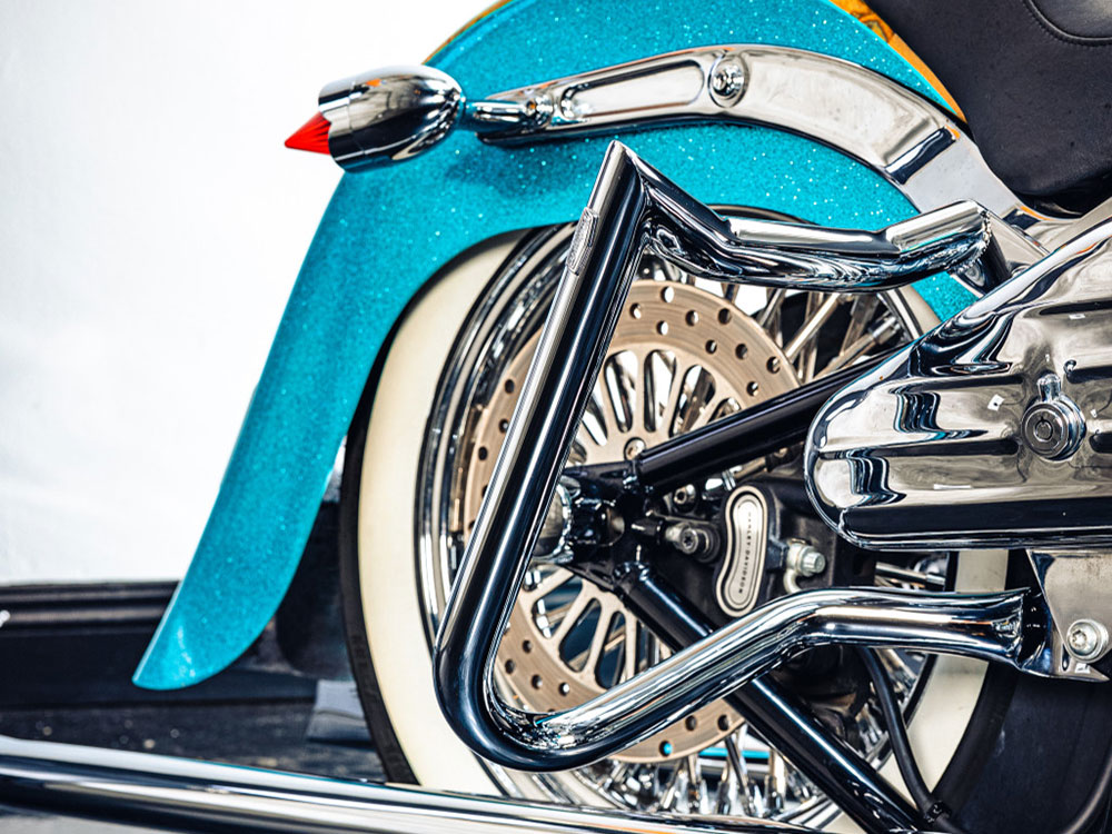FACTORY 47 HANDLEBARS Anarchy Rear Crashbars – Chrome. Fits Softail 2001-2017.