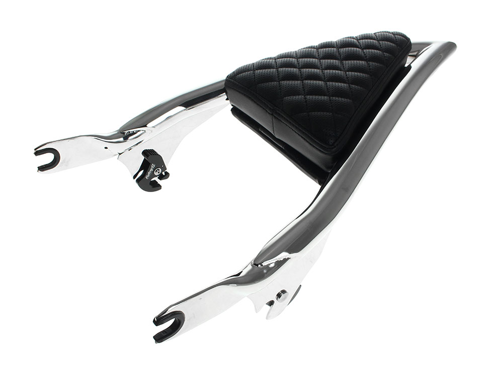 FACTORY 47 HANDLEBARS Diamond Stitch Apex Sissy Bar Backrest – Chrome. Fits Touring 2009up.