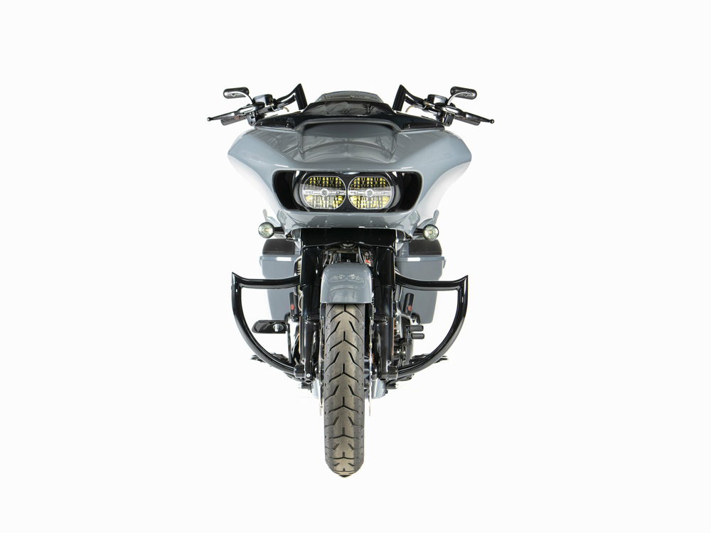 FACTORY 47 HANDLEBARS Shield Front Crashbar – Gloss Black. Fits Touring 1997-2023.