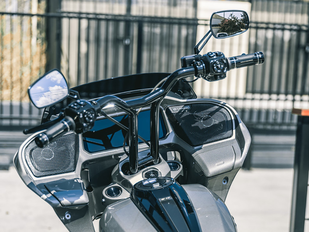 FACTORY 47 HANDLEBARS 16in. x 1-1/4in. Brap Straight T-Bar Handlebar – Gloss Black. Fits CVO Road Glide 2023up & Road Glide 2024up