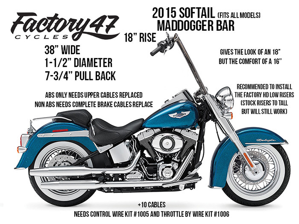 FACTORY 47 HANDLEBARS 18in. x 1-1/2in. Maddogger Handlebar – Gloss Black.