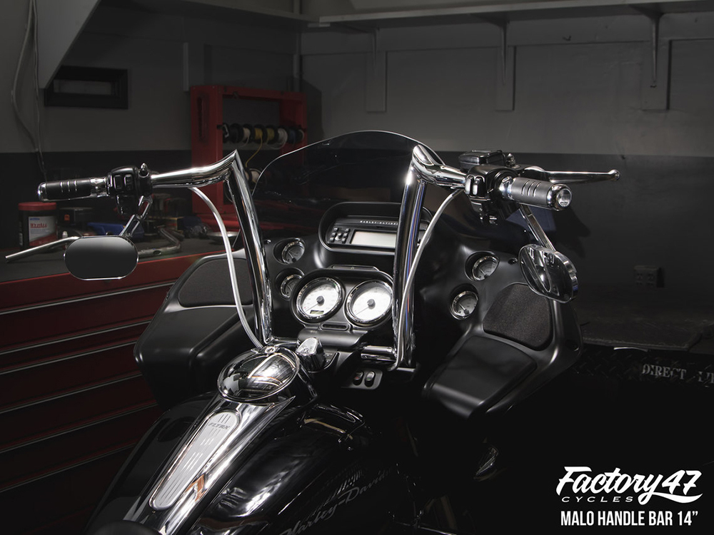 FACTORY 47 HANDLEBARS 14in. x 1-1/2in. Classic 47 Malo Handlebar – Chrome.