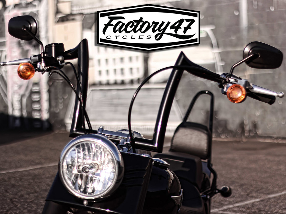 FACTORY 47 HANDLEBARS 12in. x 1-1/2in. Classic 47 Malo Handlebar – Gloss Black.