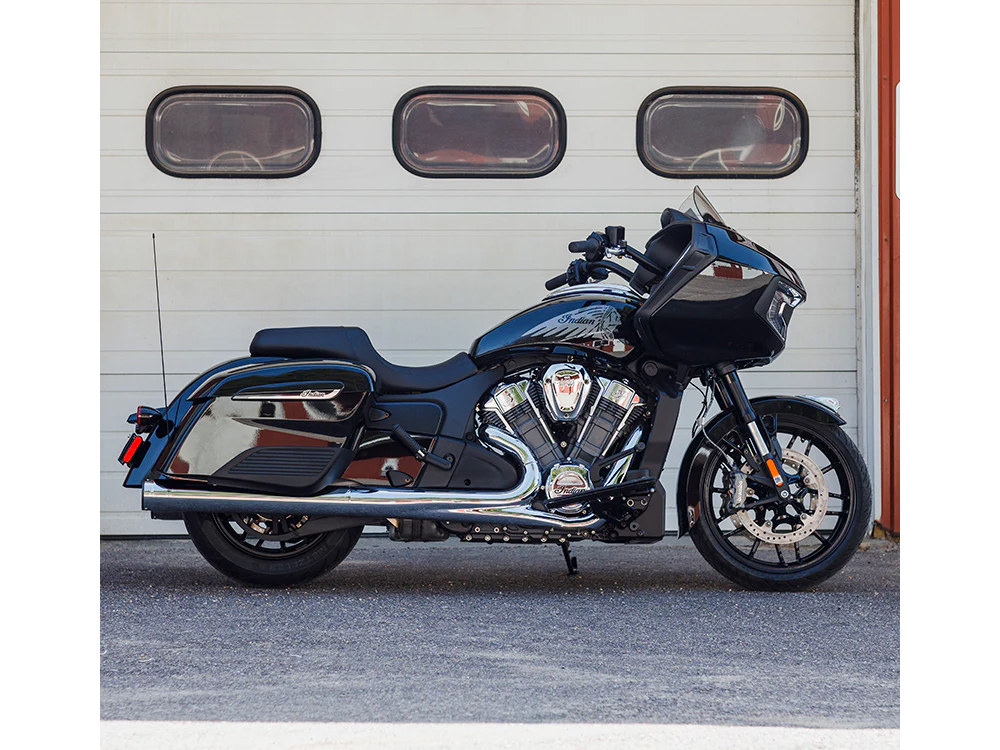 Firebrand EXHAUST Grand Prix 4in. Slip-On Mufflers – Chrome. Fits Indian Big Twin 2014up with Hard Saddle Bags.