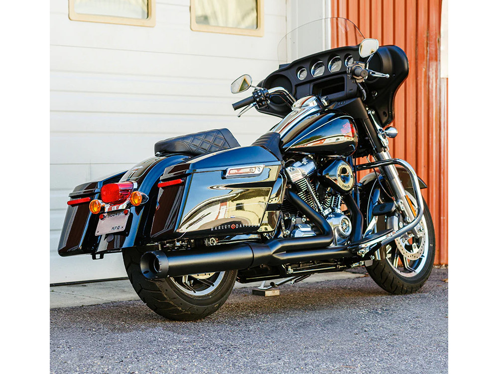 Firebrand EXHAUST 2-into-1 Monarch Exhaust – Black with Black End Cap. Fits Touring 2017up.