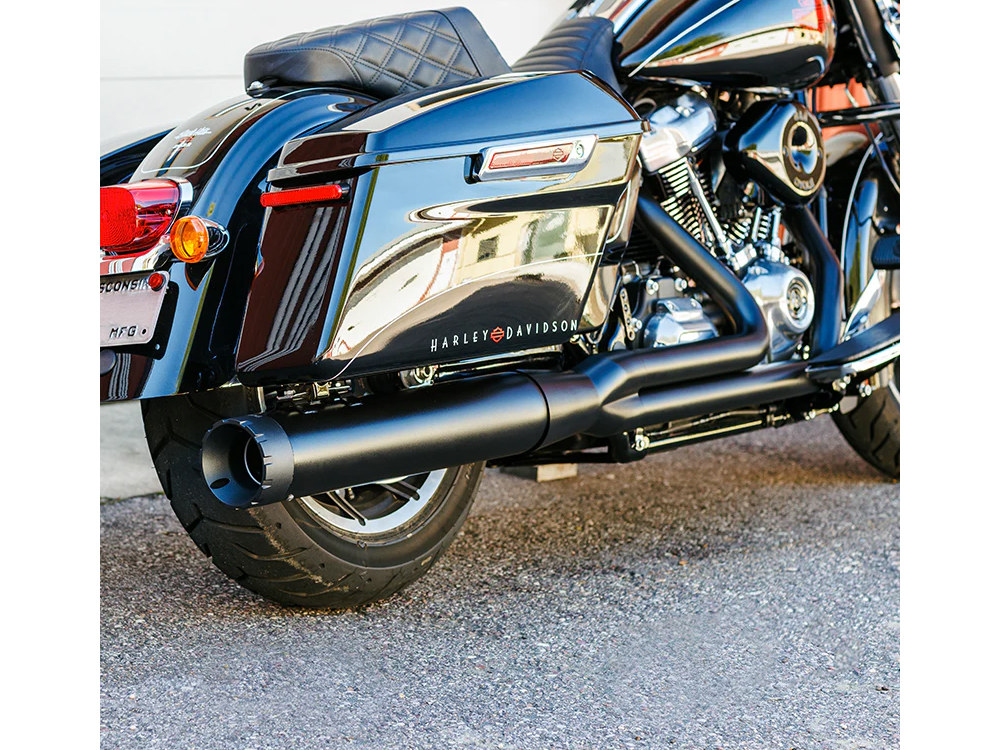 Firebrand EXHAUST 2-into-1 Monarch Exhaust – Black with Black End Cap. Fits Touring 2017up.