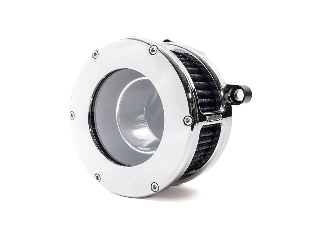 Feuling BA Air Cleaner Kit – Chrome with Clear Cover. Fits CVO Touring 2023up, Street Glide & Road Glide 2024up, Touring 2025up & Softail 2025up